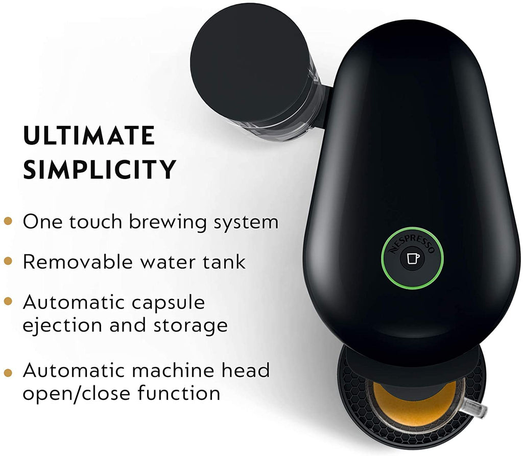 Nespresso Vertuo Plus Coffee and Espresso Maker by Breville, Ink Black with Aeroccino Milk Frother