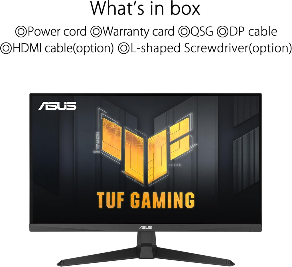 SUS TUF Gaming 24” (23.8 inch viewable) 1080P Monitor (VG249Q3A) - Full HD, 180Hz, 1ms, Fast IPS, Extreme Low Motion Blur, FreeSync Premium, Speakers, DisplayPort, HDMI, Variable Overdrive, 99% sRGB