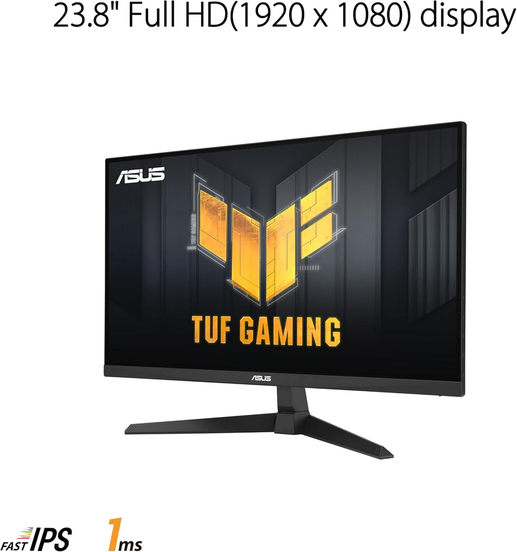 SUS TUF Gaming 24” (23.8 inch viewable) 1080P Monitor (VG249Q3A) - Full HD, 180Hz, 1ms, Fast IPS, Extreme Low Motion Blur, FreeSync Premium, Speakers, DisplayPort, HDMI, Variable Overdrive, 99% sRGB