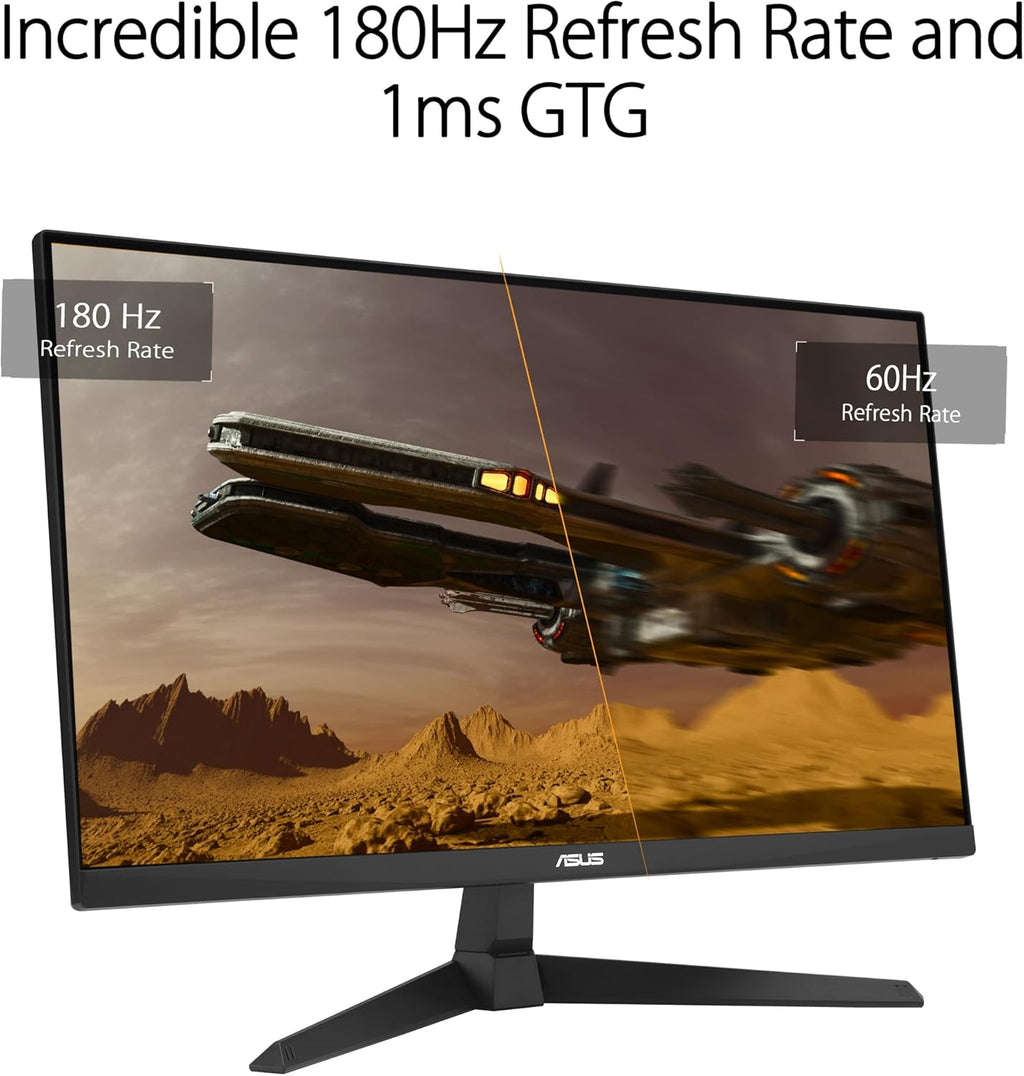 SUS TUF Gaming 24” (23.8 inch viewable) 1080P Monitor (VG249Q3A) - Full HD, 180Hz, 1ms, Fast IPS, Extreme Low Motion Blur, FreeSync Premium, Speakers, DisplayPort, HDMI, Variable Overdrive, 99% sRGB