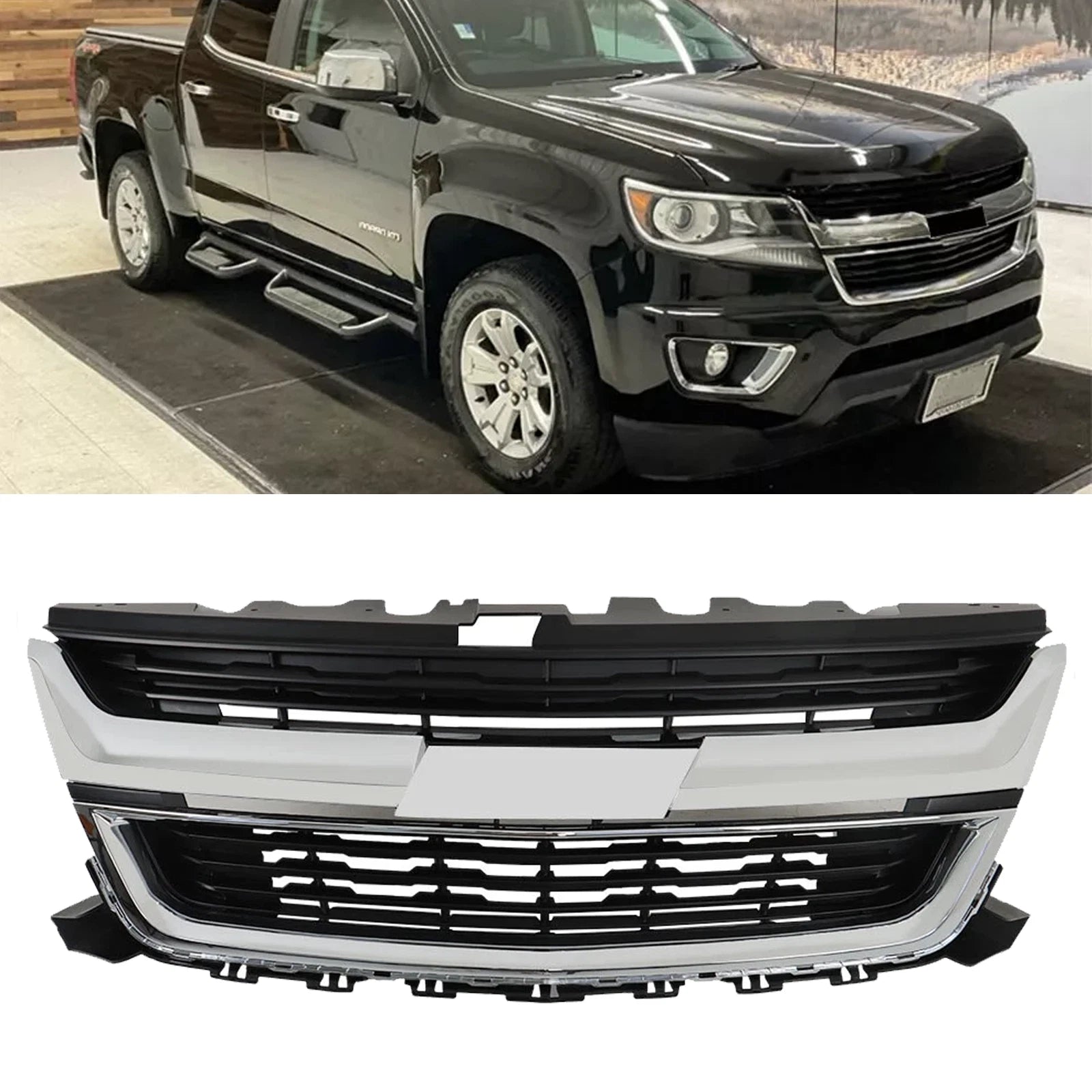 For 2015-2020 Chevrolet Colorado Front Upper Grille Grill W/Chrome Trim 84408363