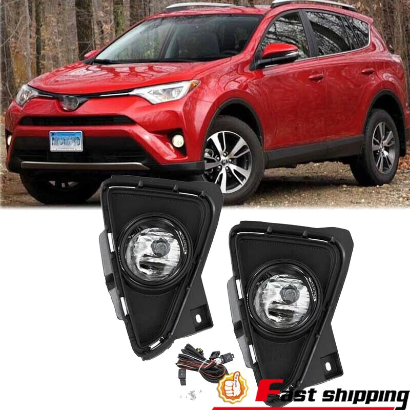 Fits 2016 2017 2018 Toyota RAV4 Front Bumper Fog Light Driving Lamp W/Cover Set