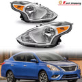 Headlights For 2015-2019 Nissan Versa Sedan Halogen Headlamp Assembly Left+Right