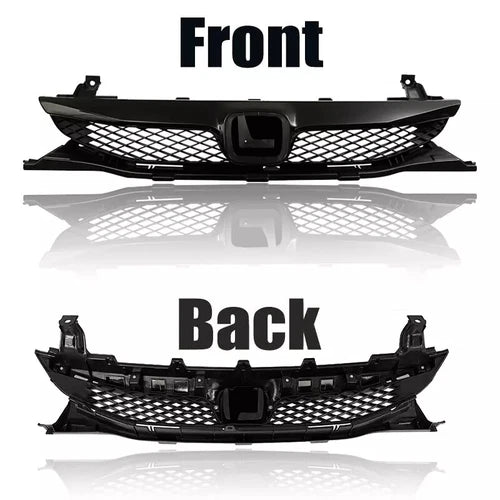 For 2009 2010 2011 Honda Civic Sedan Gloss Black Front Bumper Upper Grille Grill